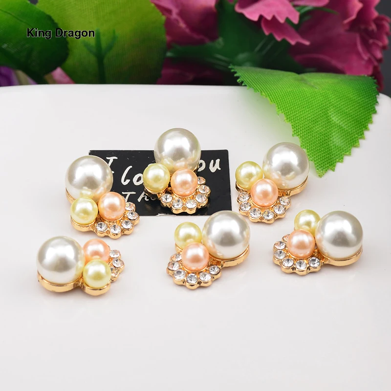 New Arrival Metal Rhinestone Pearl Embellishment Used On Headband Flat Back 10PCS/Lot Silver Or Gold Color KD571