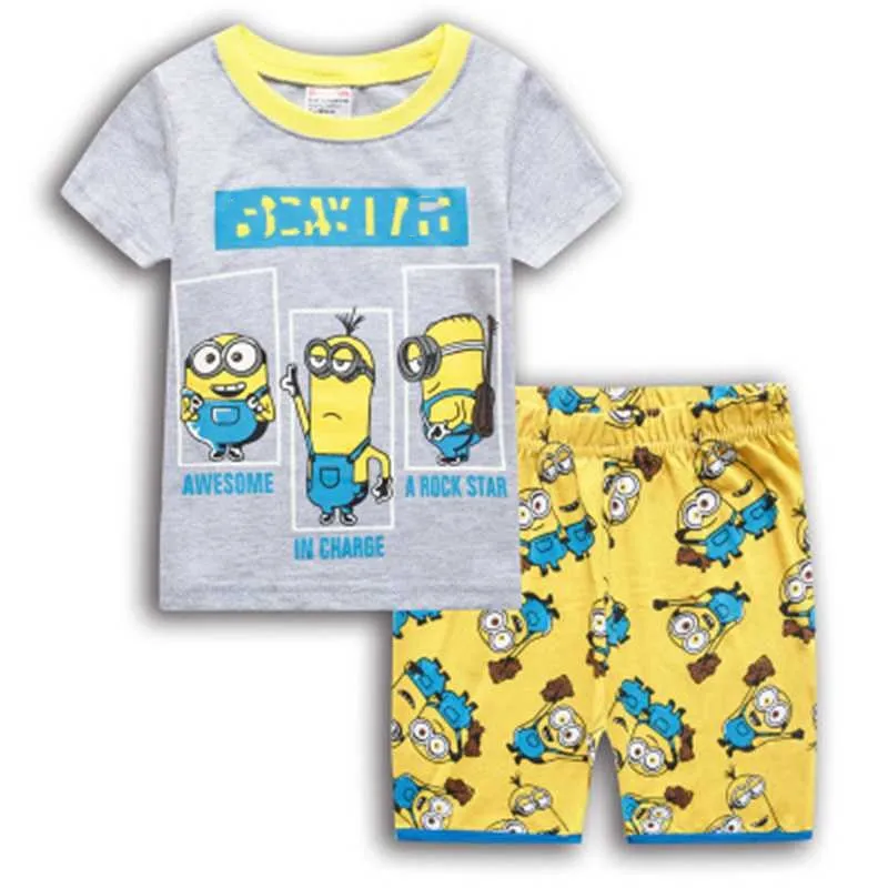 Новые Стильные комплекты одежды для детей с рисунками из мультфильмов пижамы для мальчиков Детские пижамные комплекты, Пижамы с короткими рукавами для мальчиков, От 2 до 7 лет