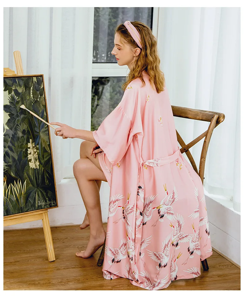 Женская одежда для сна больших размеров 3XL летняя одежда с фламинго для женщин шелковые пижамы Модные Женские Удобные ночные рубашки