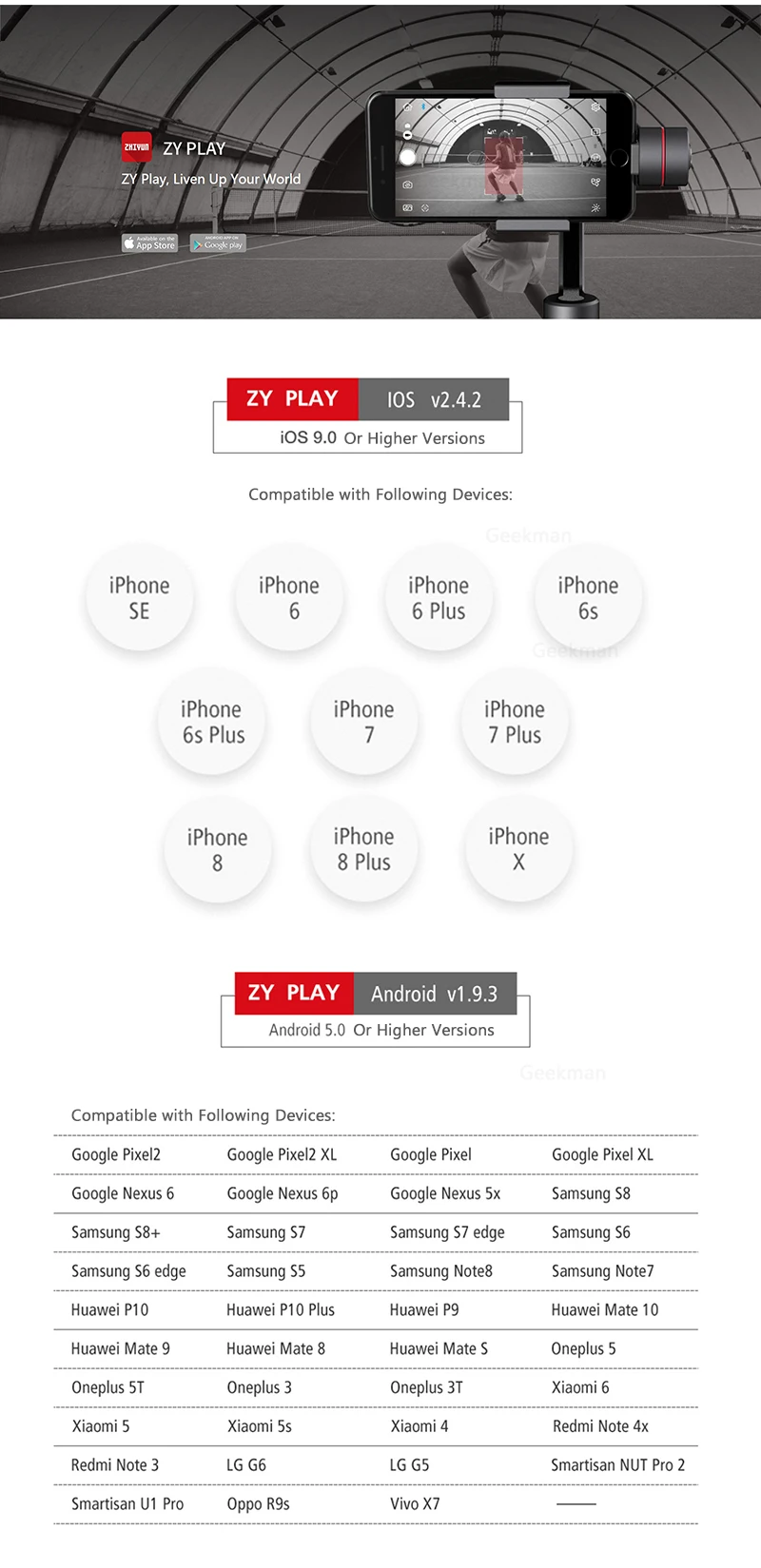 ZHIYUN Smooth 4 Смартфон ручной 3 оси gimbal стабилизатор селфи стедикам для телефона Экшн камеры Sumsung Gopro4 SJCAM