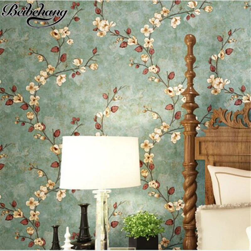 

beibehang Retro Old American Countryside Pastoral Non-woven Wallpaper Warmer Bedroom Living Room Sofa Background 3d Wall paper