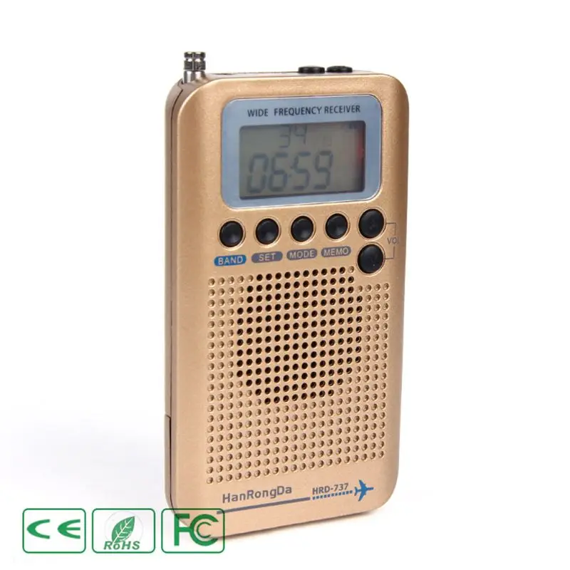 HRD-737 Digital LCD Display Full Band Radio Portable FM/AM/SW/CB/Air/VHF World Band Stereo Receiver Radio with Alarm Clock