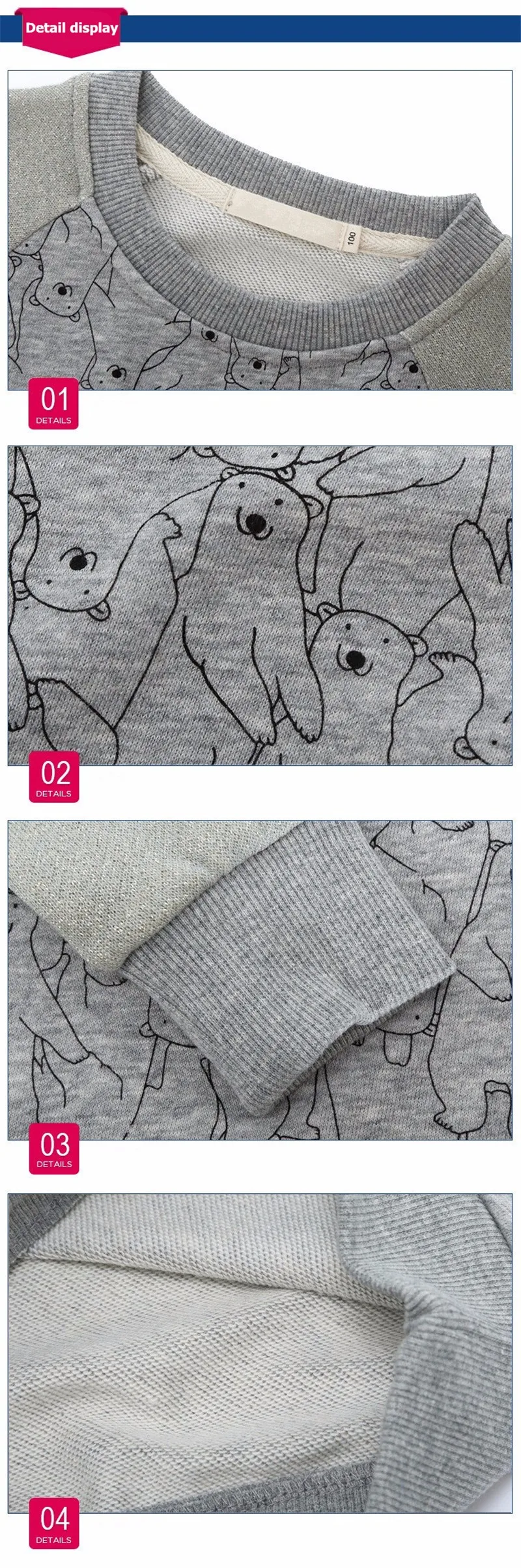 For Boys Girls Swearshirt T-shirt Autumn Winter New Next Brand Little Bear Printing Kids Tees Sweater Tops Children Tees O-neck 5