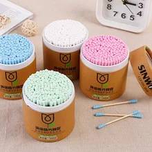 200 шт./кор. бамбуковые черные ватные палочки деревянные палочки Мягкий хлопок бутон уши и набором инструментов для чистки зубная щетка с двумя головками с бамбуковым основанием чехол