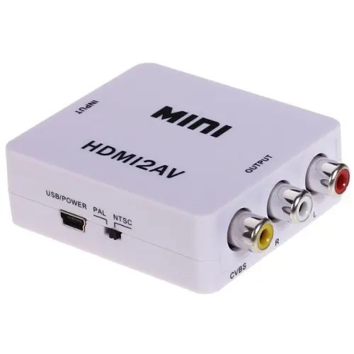 

SCLS New Mini HD Video HDMI AV CVBS NTSC/ PAL signal TV converter, VHS video recorder, DVD-HDMI RCA white