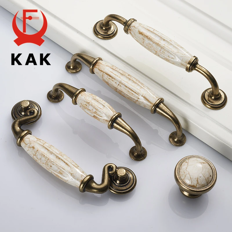KAK 5 шт./лот керамические ручки для шкафа с мраморными линиями ящика из цинкового