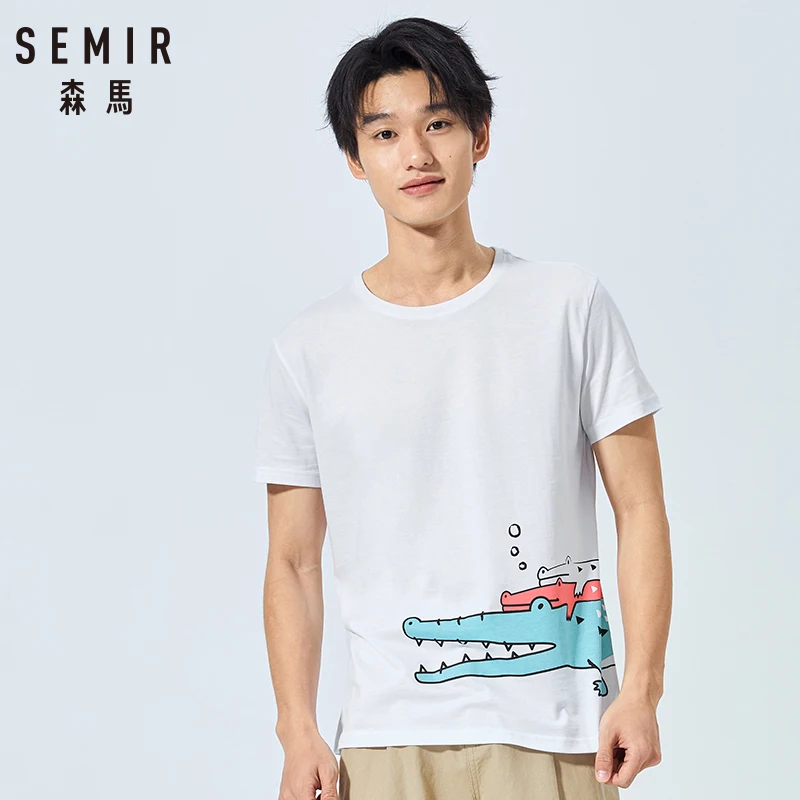 SEMIR Повседневная модная летняя крутая Мужская футболка крутая свободная уличный стиль 100% хлопок с коротким рукавом мужская футболка Топы