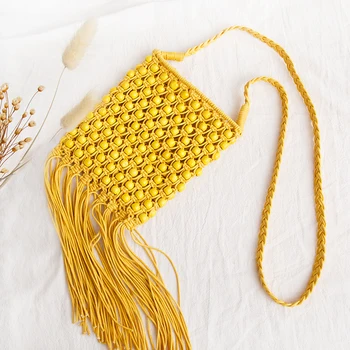 

New Fashion Tassel Women Handbag High Quality Straw Bag Beach Woven Bag Fringed Beach Large Shoulder Travel Bag