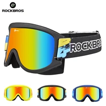 ROCKBROS лыжные очки, снежные двухслойные очки для сноубординга, противотуманные лыжные очки, ТПУ оправа, UV400, большие очки для мужчин и женщин
