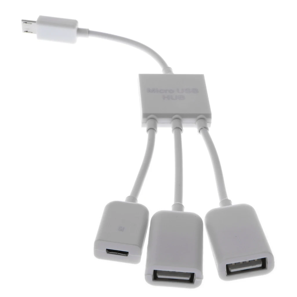 Micro USB Hub OTG Host Cable , 3 in 1 Micro USB Male to Female 1x Micro USB +2x USB 2.0 OTG Extension Adapter for Phone Tablet