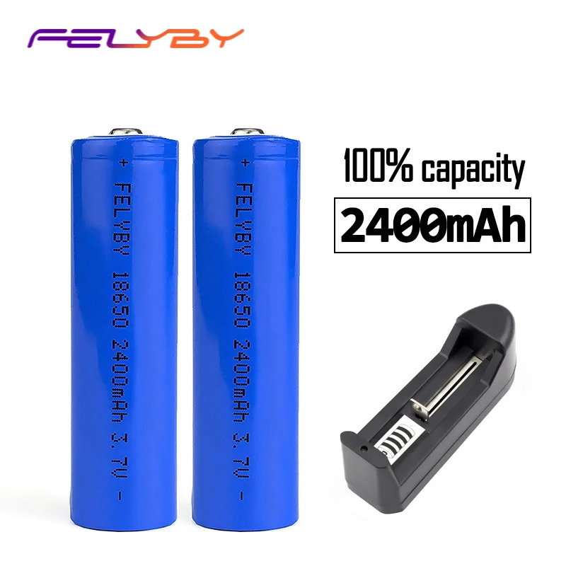 

FELYBY Brand 18650 Li-ion battery 2400mAh 3.7v Battery 18650 lithium Rechargeable battery For laser pens flashlights 18650