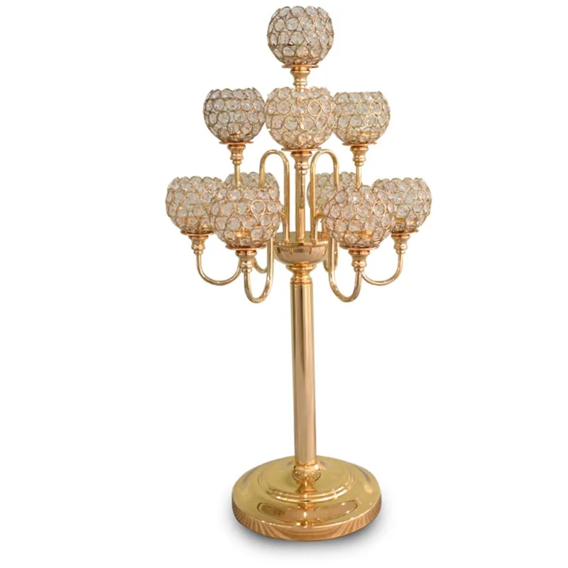 H82.5cm * W42cm, 10 Heads Luxury Golden Silver Candelabra Candle Holder wedding Centerpiece