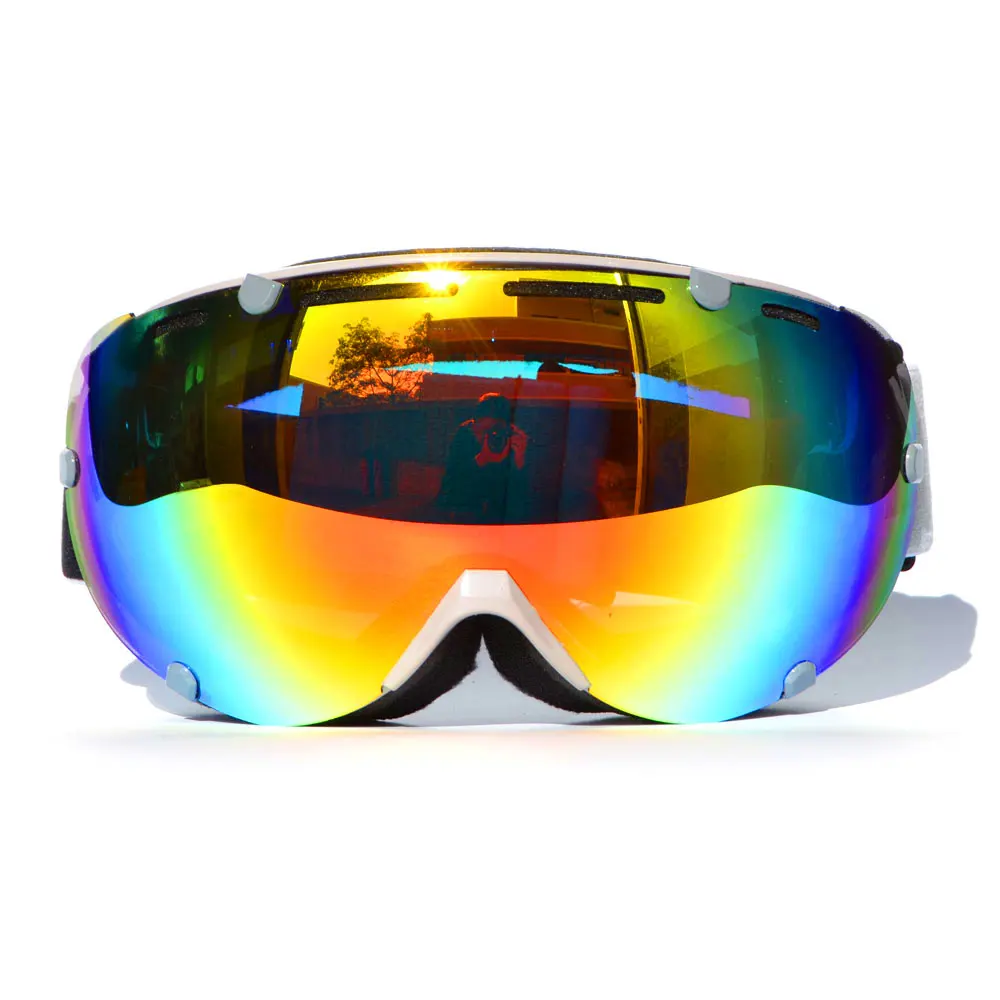BJMOTO CRG UV400 защита лыжные очки Спорт на открытом воздухе Сноубординг Скейт очки для мужчин женщин снег лыжный спорт солнцезащитные очки - Цвет: White frame