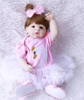 

23"Full Silicone Bebes Reborn Baby Girl Princess Dolls Lifelike Newborn Babies Alive Doll for Child Bath Shower Bedtime Toy Doll