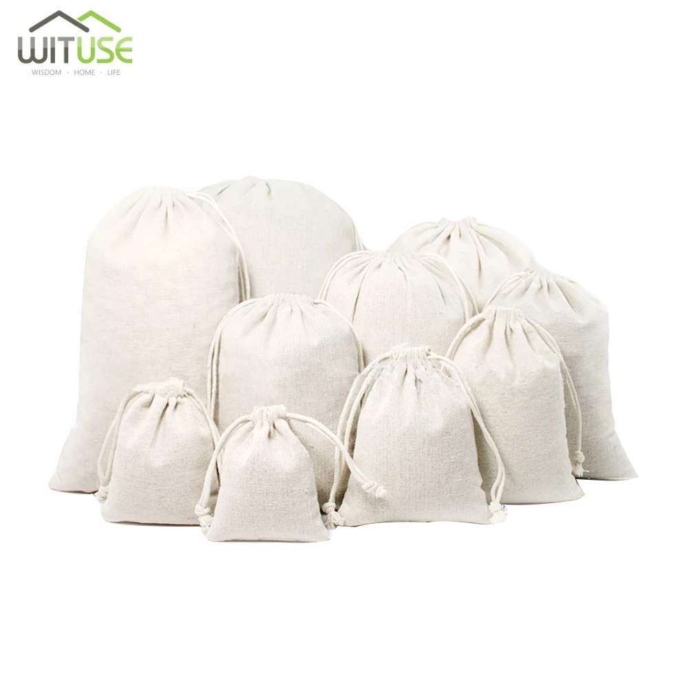 

10pc/set Cotton Drawstring Bag Reusable Handmade Linen Bag Small Shopping Coin Travel Storage Small Christmas Gift Pouch
