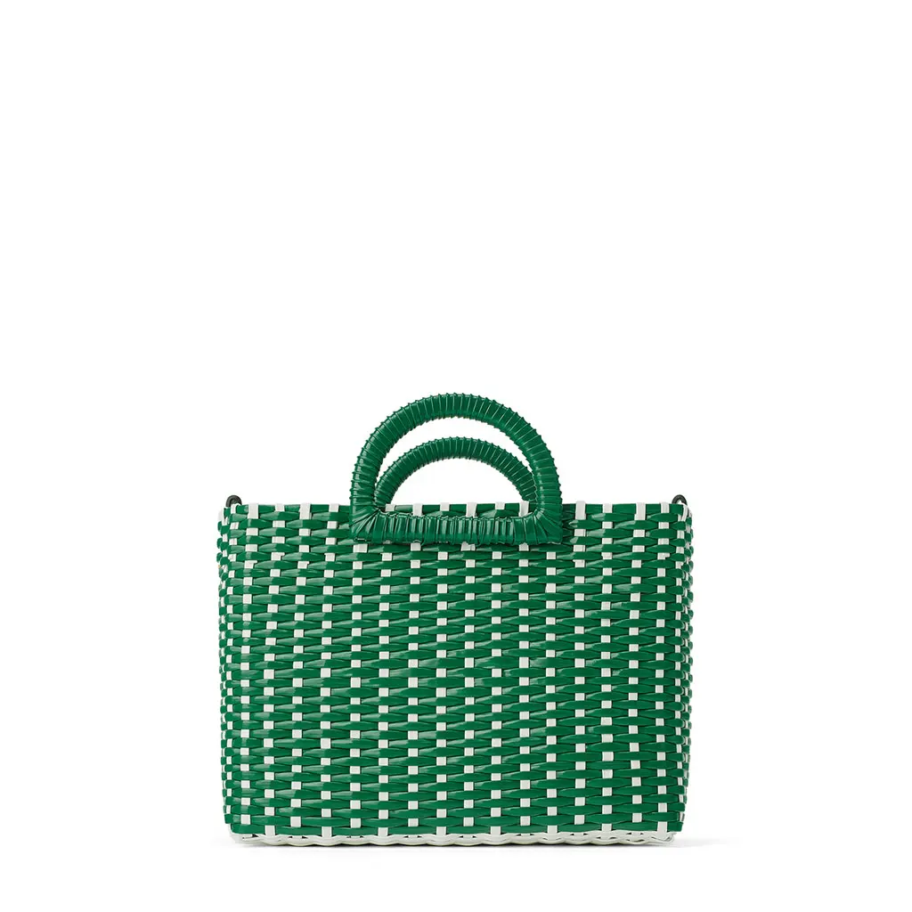 

2019 Woven Bag Spring and Summer New Style Green Two-color Stitching Shopping Bag European and American Simplicity