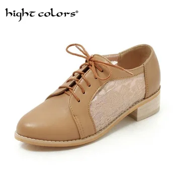 

Women Flat Oxford Shoes For Women Vintage Plus Size Flats Spring Oxfords Shoes Woman Loafers Mesh stitching Sneakers 2020