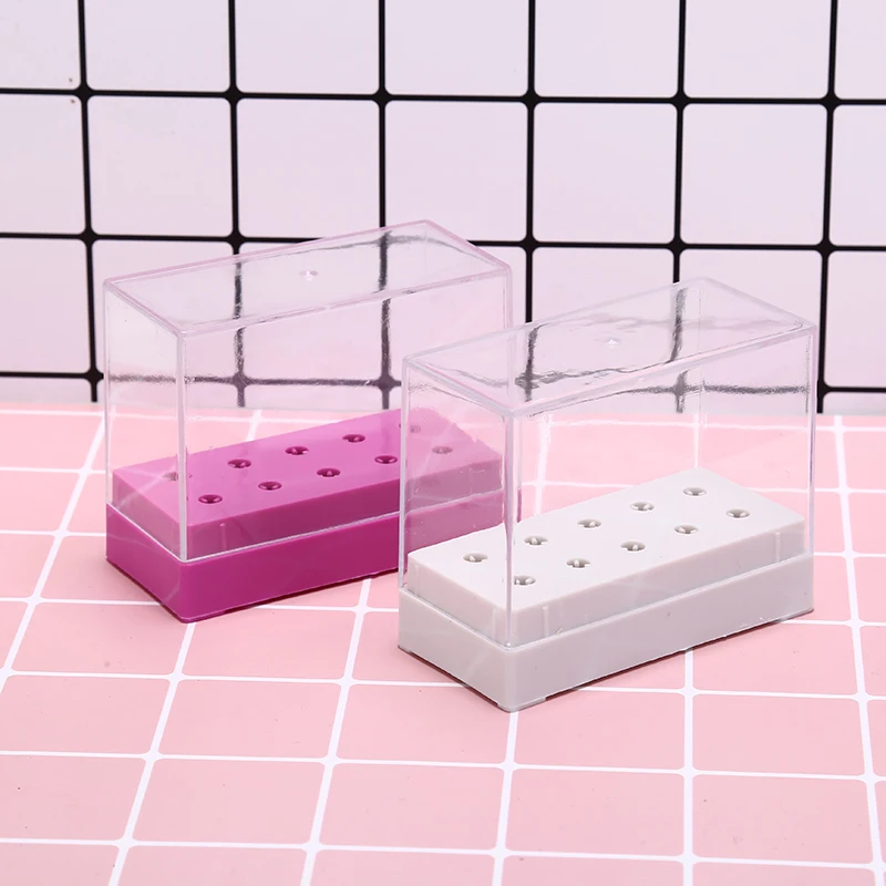 10 Hole Nail Drill Head Bits Organizer Box Holder Manicure Storage Container For Electric Nail Grinding Head Display Case Random