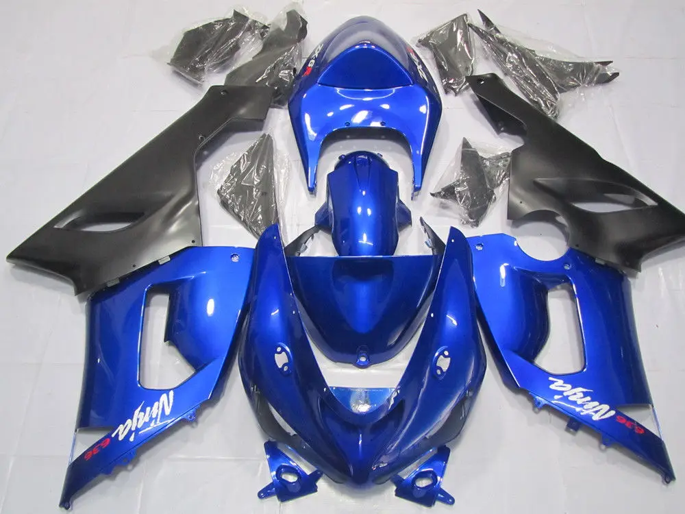 Blue Motorcycle Full Fairings Kit For Kawasaki Ninja ZX6R 2005 2006 ABS