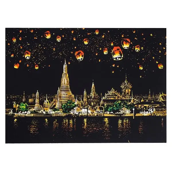 LeadingStar креативный DIY царапина яркий город ночной вид скребковая живопись мир фотографии с достопримечательностями как подарки zk25 - Цвет: Chiang