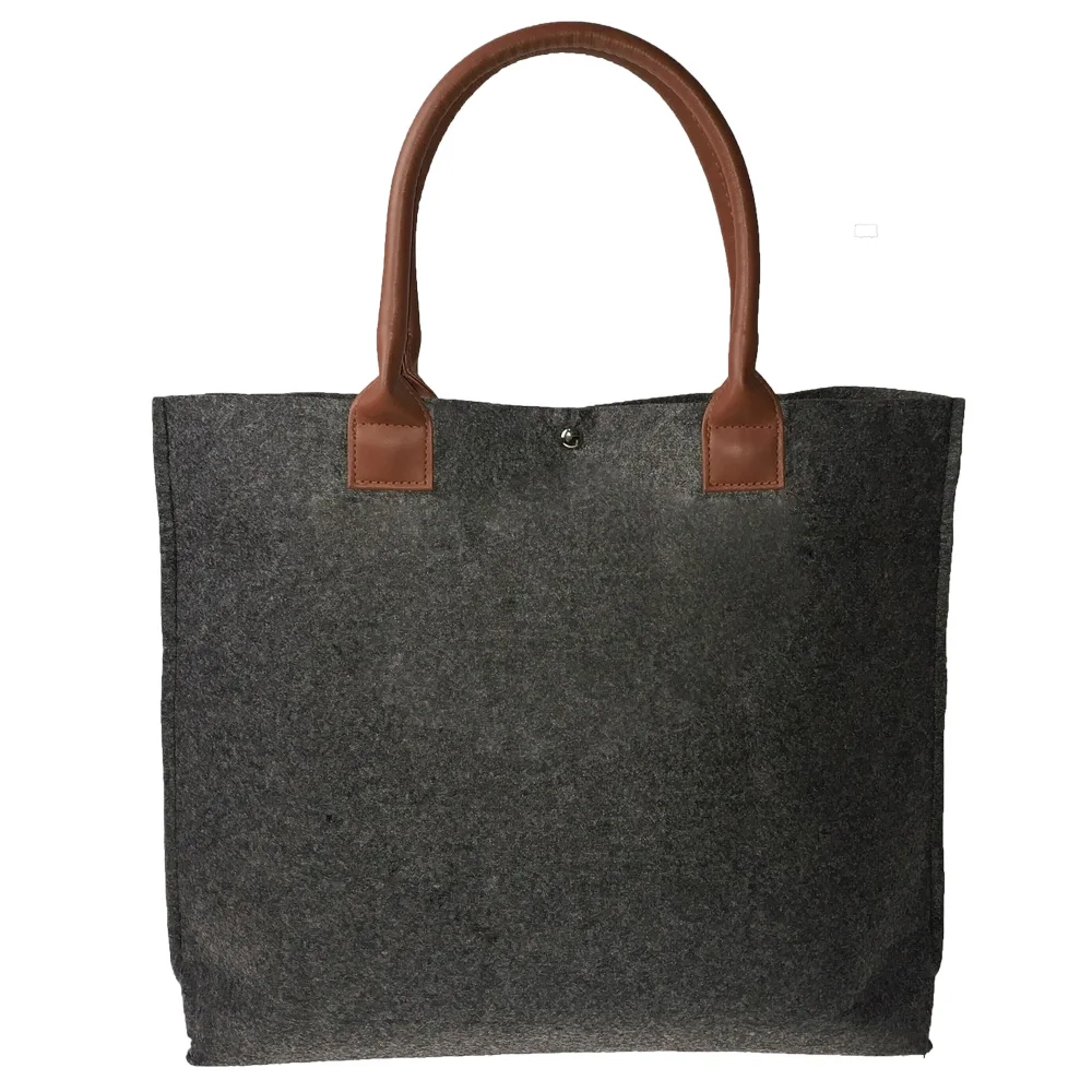 Pu Leather Handle Felt Gift Bags & Promotional Dark Grey Shopping Bag