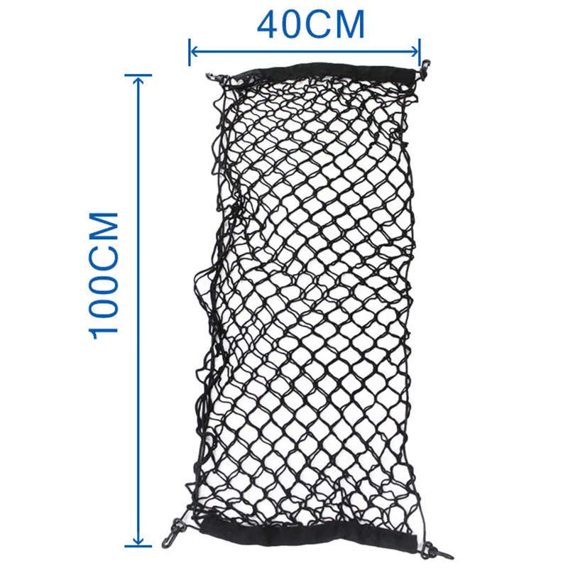 1 шт., 40*100 см, автомобильная нейлоновая грузовая сеть, сетка для хранения, органайзер, багажная сетка для автомобиля, хэтчбек, с крепежным винтом, черный