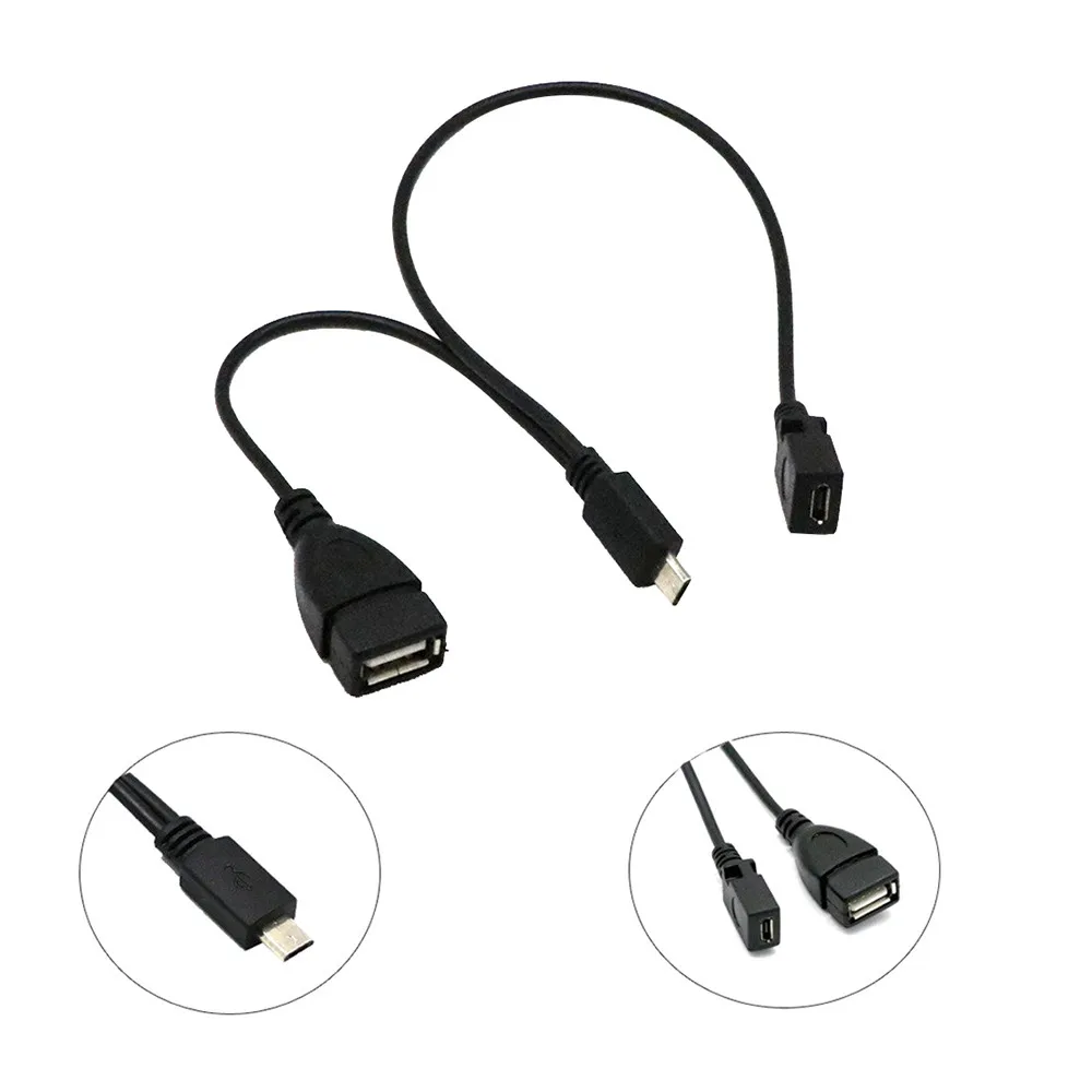 3-в-1 Micro usb-хаб 0,3 м мужского и женского пола Минимальный USB 2,0 зарядки хост 0,2 м OTG Кабель-адаптер