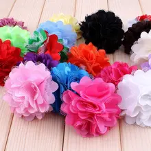 120pcs/lot 2\" 20 Colors Mini Satin Mesh Hair Flower For Kids Girls Accessories Artificial Fabric Flowers Headbands