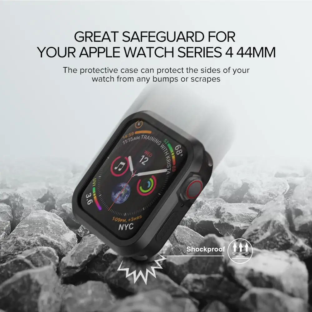 Ugreen 2 шт чехол для Apple протектор для часов чехол серия 4 44 мм Защитная крышка для экрана черный и прозрачный для Apple Watch 4 протектор