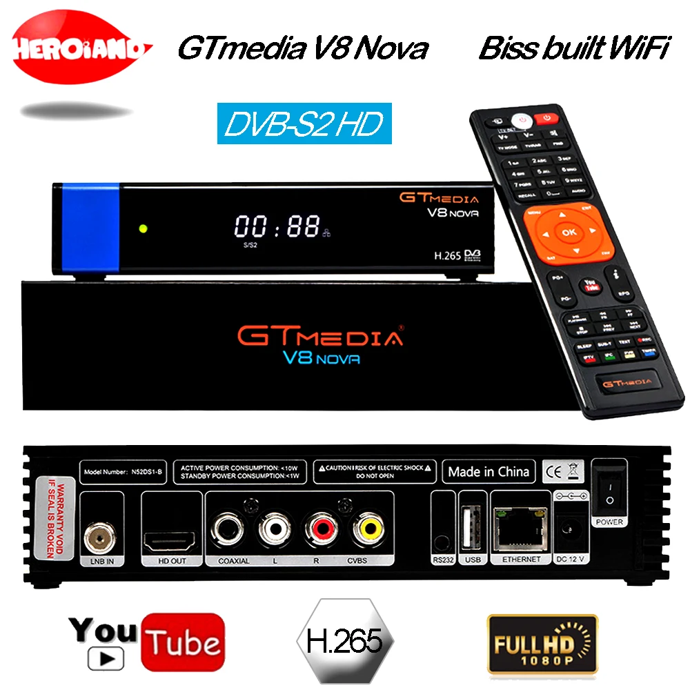 

Gtmedia V8 NOVA bule HD DVB-S2 satellite receiver Built-in WIFI support H.265 Decoder Clines set top TV box 10000 channels TV