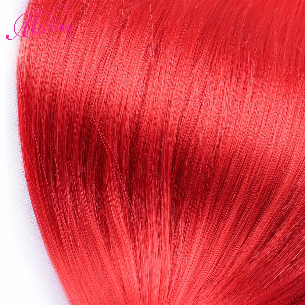 MS Love предварительно Цветные Красные пучки с фронтальной прямые перуанские волосы пучки с закрытием Remy человеческие волосы с фронтальной шнуровкой