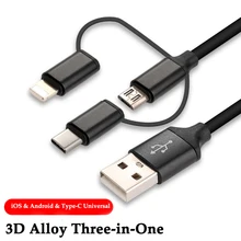 

3 in 1 USB Cable For Xiaomi Micro USB Cables For Huawei TypeC Data Cable For Samsung Charging Cable For iPhone
