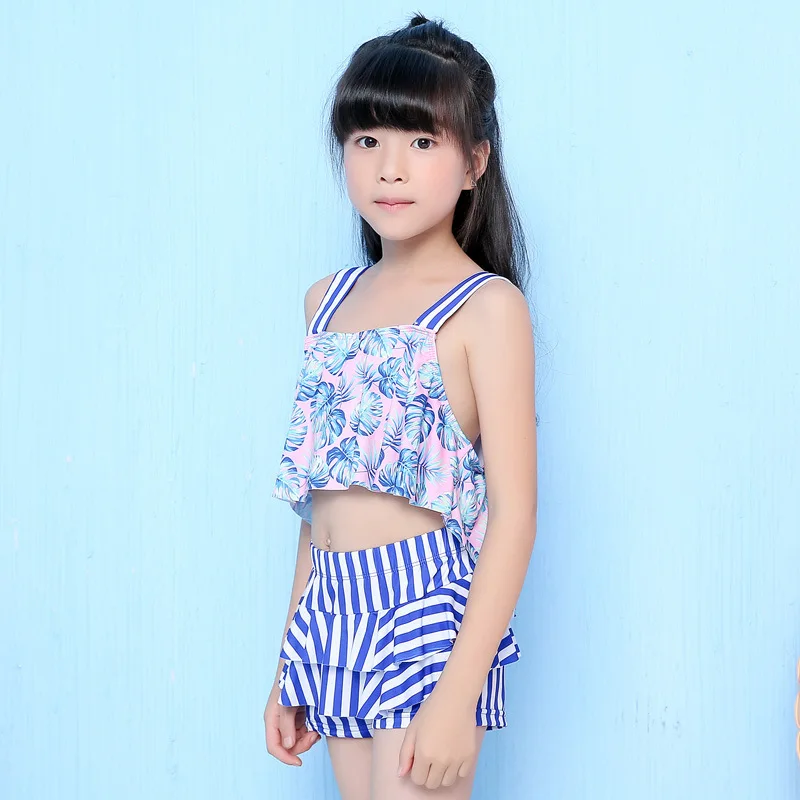 Детская пляжная одежда из двух предметов От 4 до 12 лет купальный костюм для девочек, новинка года, купальник в национальном стиле для девочек, лидер продаж, Детский комплект бикини sw140
