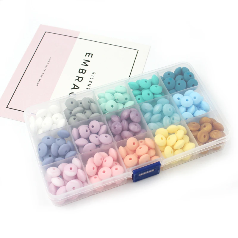 

1000pc Silicone Teething Beads Making For Teether Pacifier Chain Lentil Silicone Teether 12mm Size Beads For Baby Teether T0345