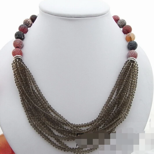 

huij 003622 Fire Agate&Crystal Necklace