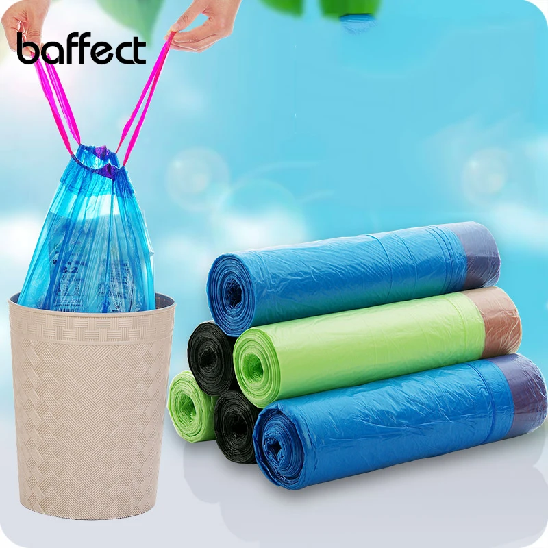 15 pieces/Roll Drawstring Trash Bag Thicken Home Office Disposable