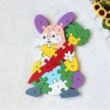 Новые Деревянные игрушки животных мультфильм Цвет кролик 26 шт. английские буквы и цифровой познавательная деревянные головоломки