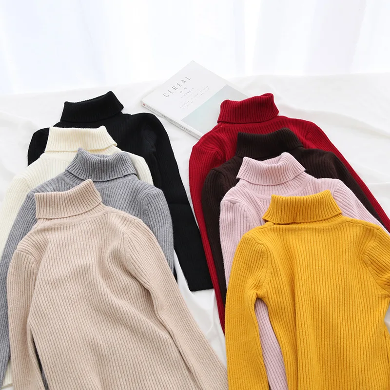

New AutumnWinter Soft Turtleneck Sweater Women Solid Color Thick Knitted Bottoming Pullovers With Elasticity Femme Sweater 2018