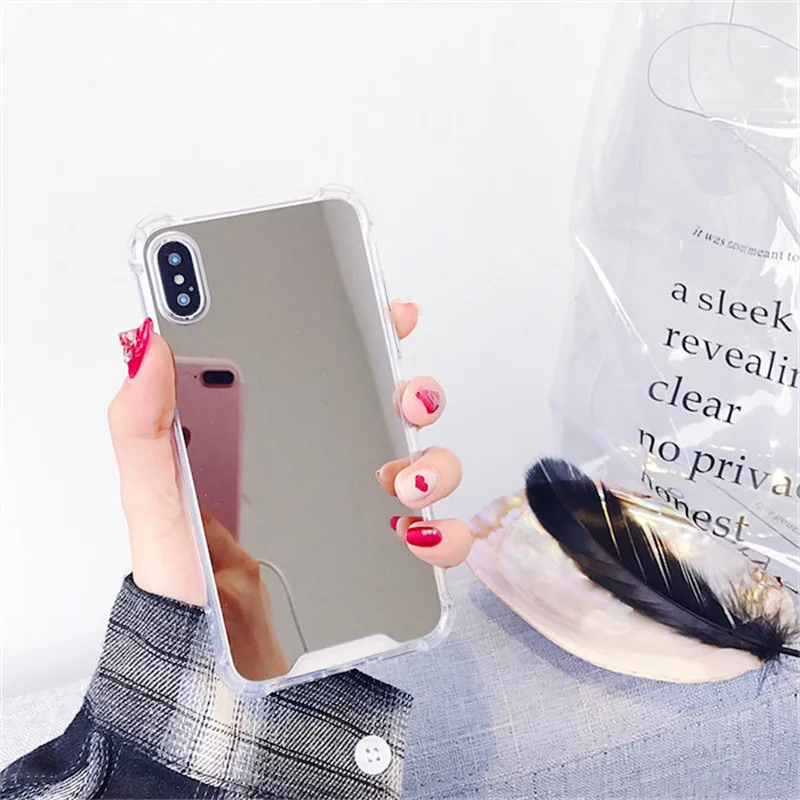 LUDI Fashion Mirror Hard Phone Case for iphone 7 8 6 6s Plus Anti-knock Back Cover for iphone X Case 2