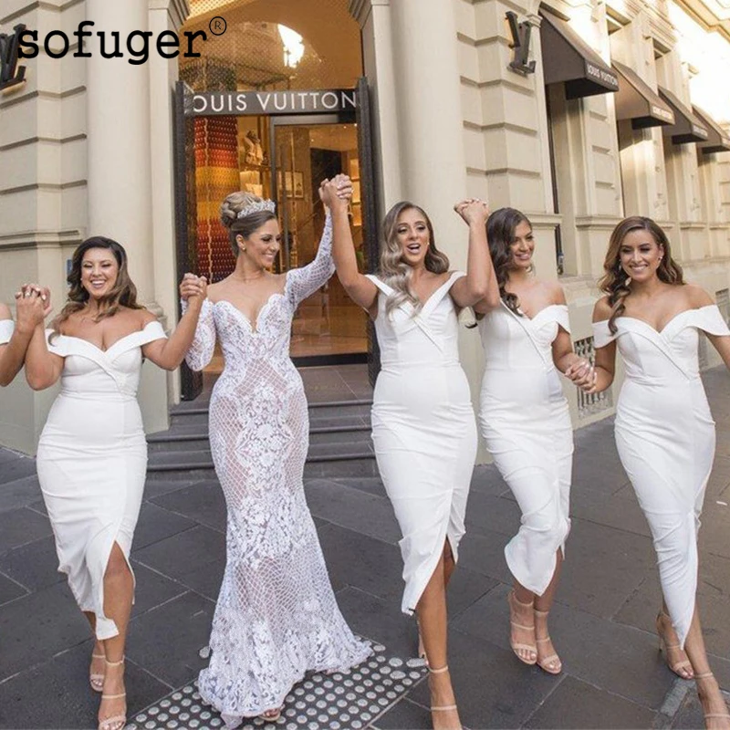 Короткое белое платье для невесты Фата стиль чай Длина с плеча простые женские свадебные праздничные платья дешевые высокое качество