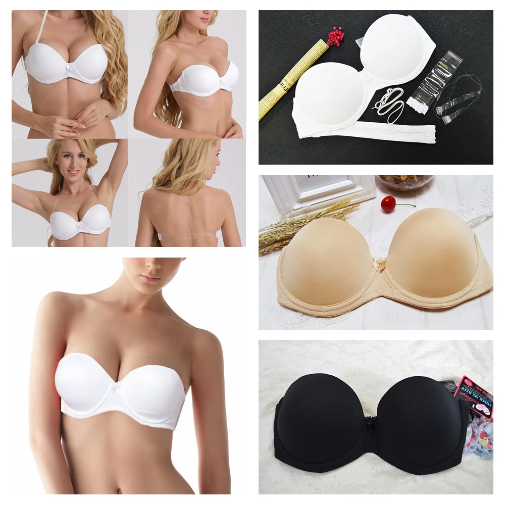

Women Low Cut Comfy Smooth Bras Demi Shell Shape Half Cup Brassiere Push-up Underwear Multi-Way Bras Sexy Wedding Underwear DN