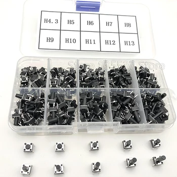 

200pcs / 10 models 6*6 Light micro touch Switch sets Push Button Switch Kit , Height: 4.3MM - 13MM DIP 4Pin 6x6 Keys Tact ON/OFF