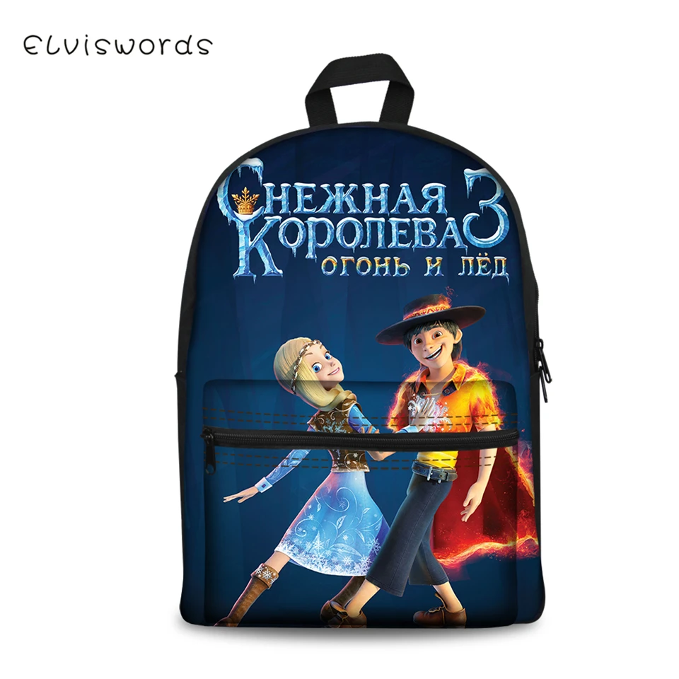 

ELVISWORDS Kids School Backpack Snow Queen 3 Print Pattern Teeanger Girls Middle School Bags Fashion Children's Tumblr Schoolbag