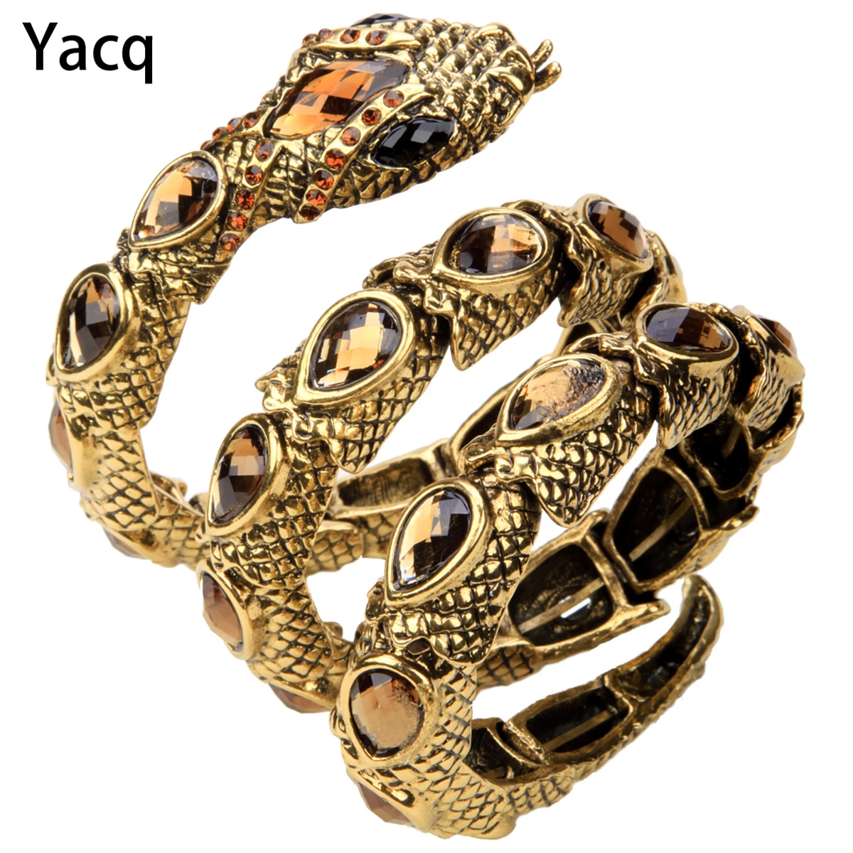 YACQ Stretch Snake Bracelet Armlet Upper Arm Cuff Women Punk Rock Crystal Bangle Jewelry Gold Silver Color Dropshipping A32 YACQ Stretch Snake Bracelet Armlet Upper Arm Cuff Women Punk Rock Crystal Bangle Jewelry Gold Silver Color Dropshipping A32