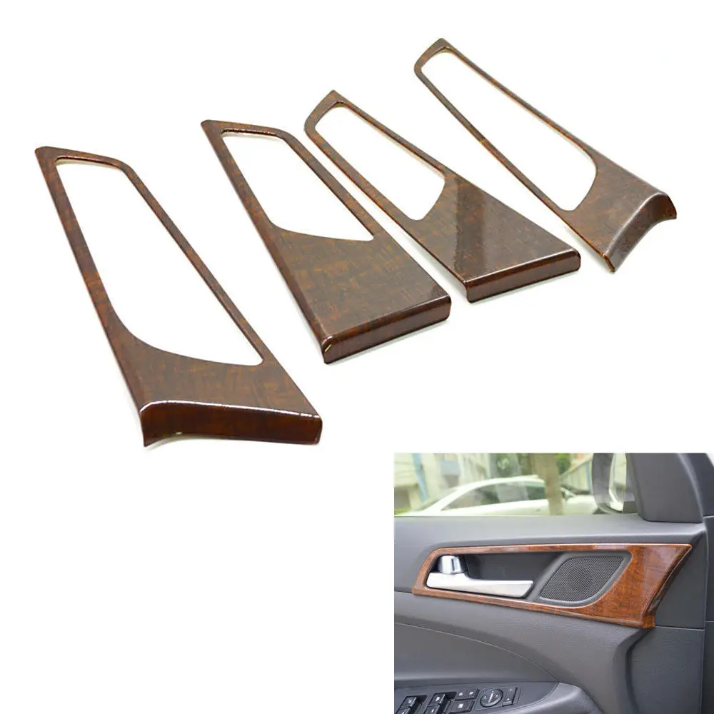 

4pcs Wood Style Auto Interior Side Door Bowls Handle Cover Frame Trim For Hyundai Tucson 2015 Car Styling Accessories Decoration