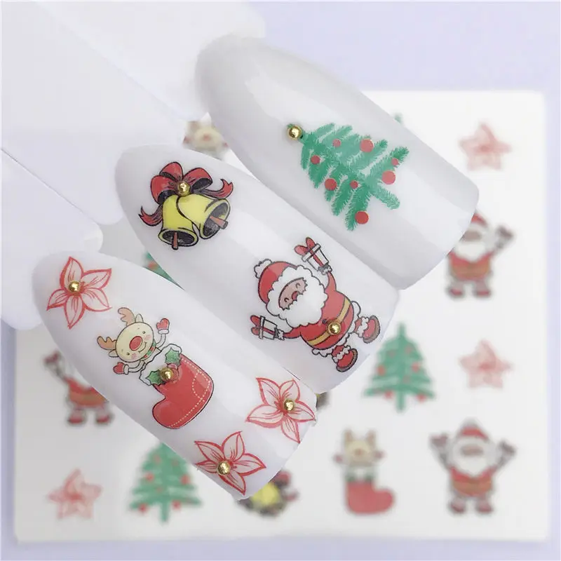 YZWLE Рождество год подарок снег наклейка с цветком для ногтей Дизайн ногтей украшения из водяных знаков советы водные татуировки