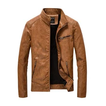 2017New PU leather jacket autumn winter men’s leather jacket washed and fleece motorcycle leather jacket men fashion casual coat