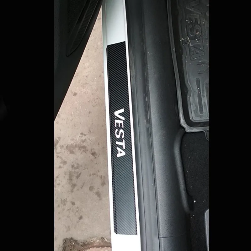 

Car Accessories For LADA VESTA Carbon Fiber Vinyl Sticker Car Door Sill Protector Scuff Plate Car Styling