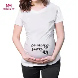 Лидер продаж, хлопковые топы для беременных, с короткими рукавами, с буквенным принтом, футболки, одежда для беременных