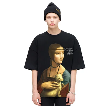 

HISTREX 'Leonardo DA VINCI' Famous Painting Printed Fashion Men T Shirt High Quality Funny Short Sleeve Homme Casual Hip F7827#